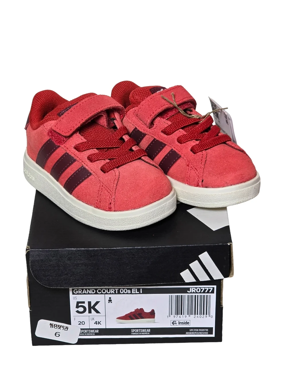 Adidas Grand Court 00s EL I Toddler Red Sneakers Size 5K Nwt - Picture 4 of 8